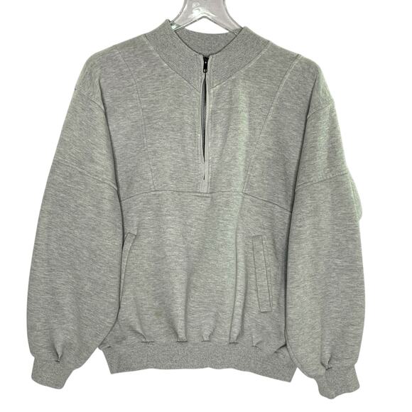 White Fox SM Doing It For You Zip Front Sweater Sweatshirt Grey Marle *flaw - Picture 1 of 10